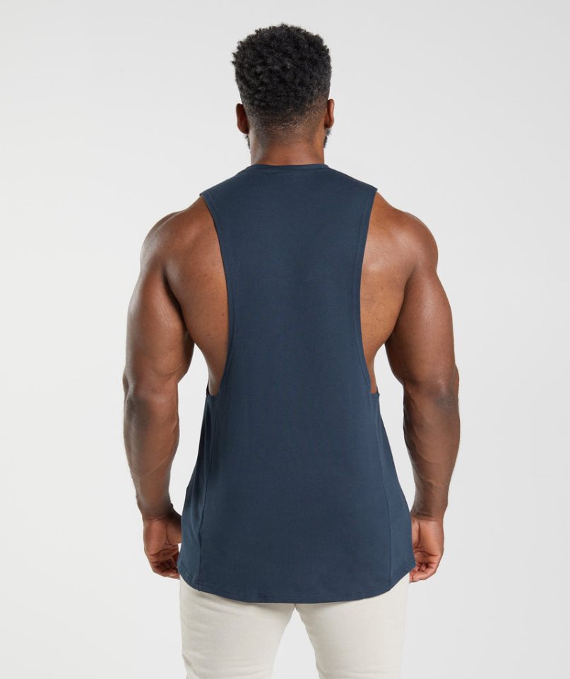 Men's Gymshark React Drop Arm Tanks Navy | NZ 5USGDF